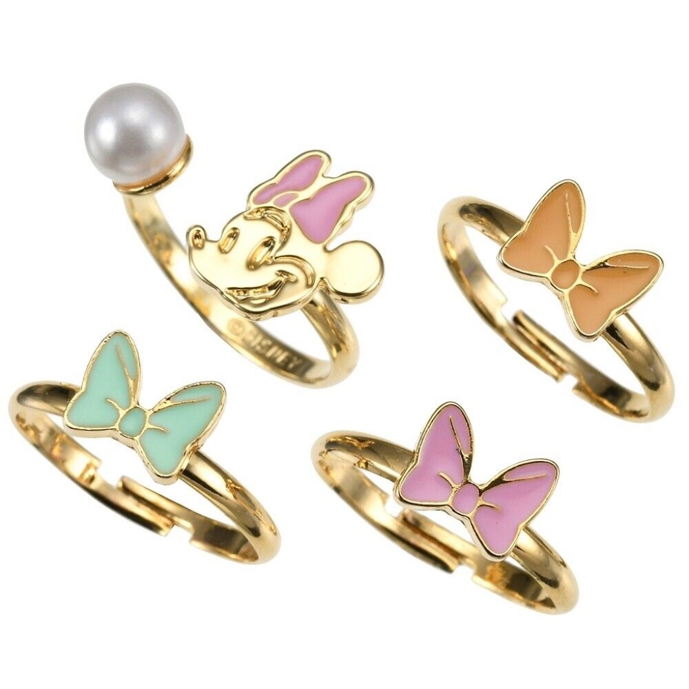 NWT NEW Disney Minnie Mouse Adjustable Bow Rings Kawaii Pastel - Picture 2 of 3